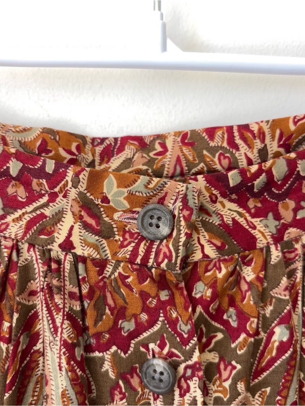 Vintage Ralph Lauren Skirt Sz 10 Cotton Linen Red Ornate Tapestry 80s Blue Label - Picture 8 of 14